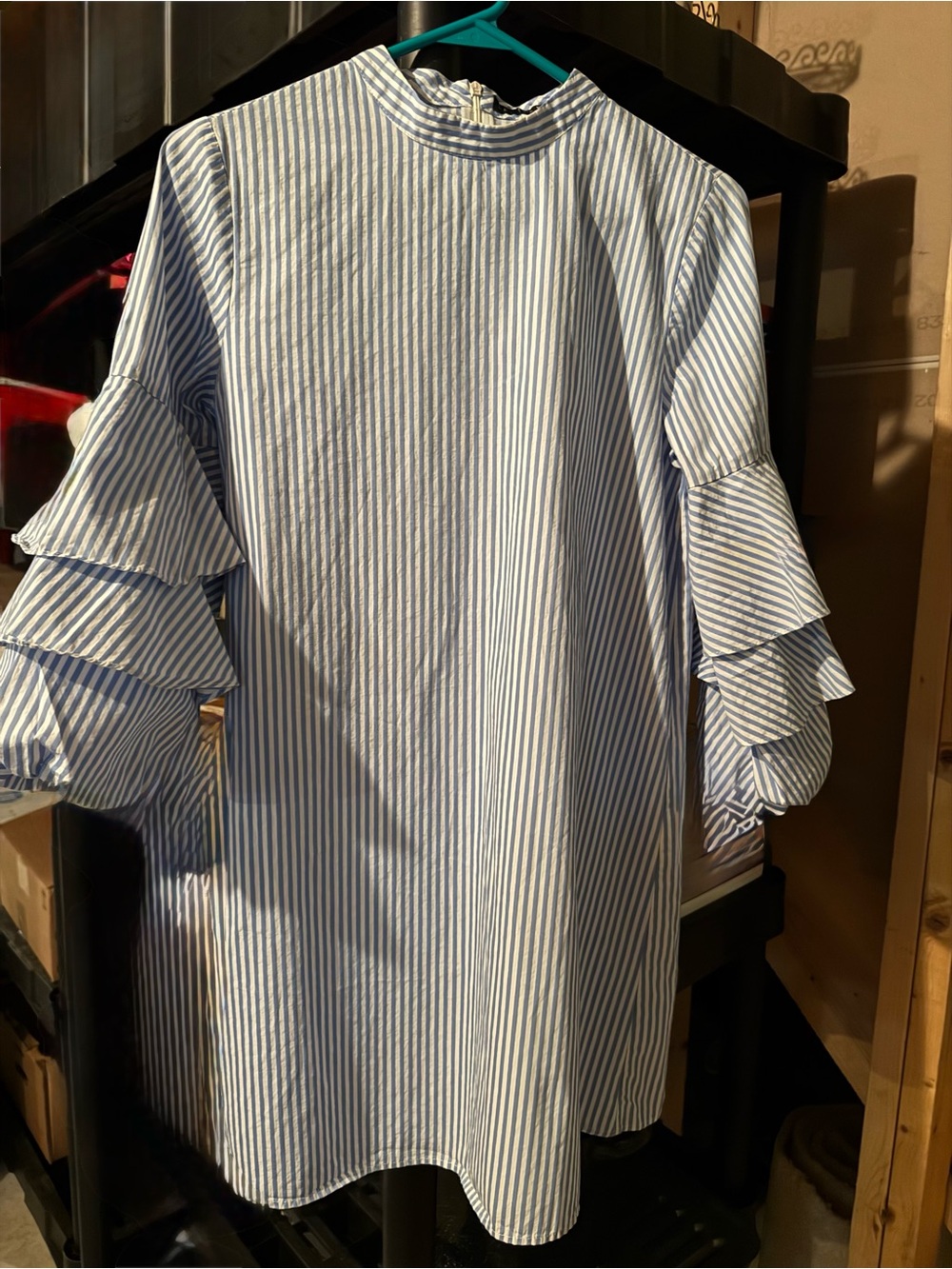 Striped Ruffle Sleeve Shift Dress - Zara